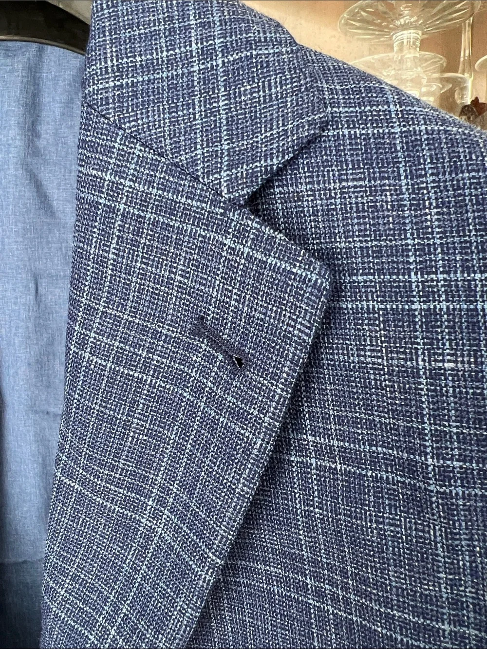 High Quality Wool, Silk & Linen blue  blazer